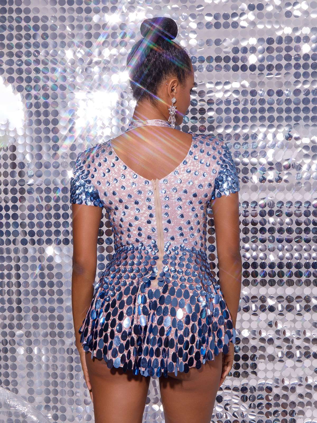 Berkely Short Sleeve Sequin Mini Dress In Royal Blue