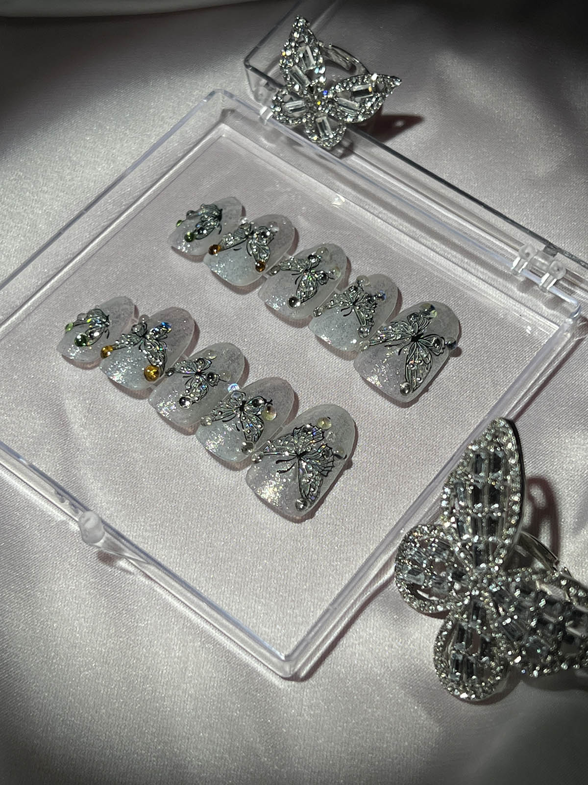 Butterfly Glitter Handmade Press On Nails