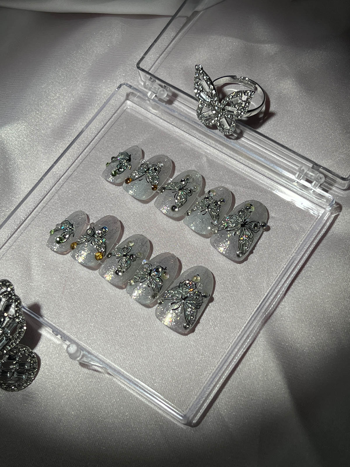 Butterfly Glitter Handmade Press On Nails
