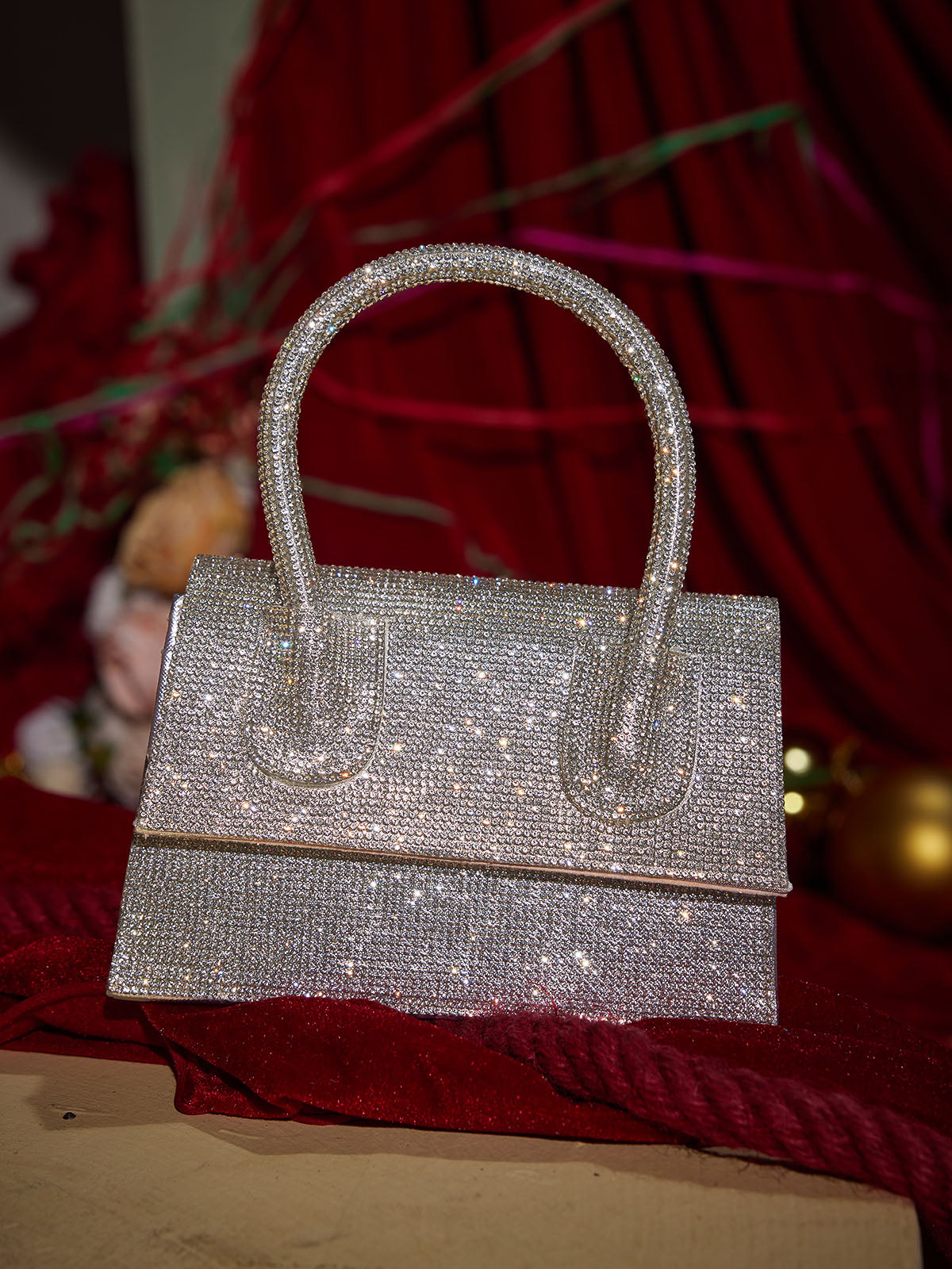 Caleo Crystal Clutch In Silver