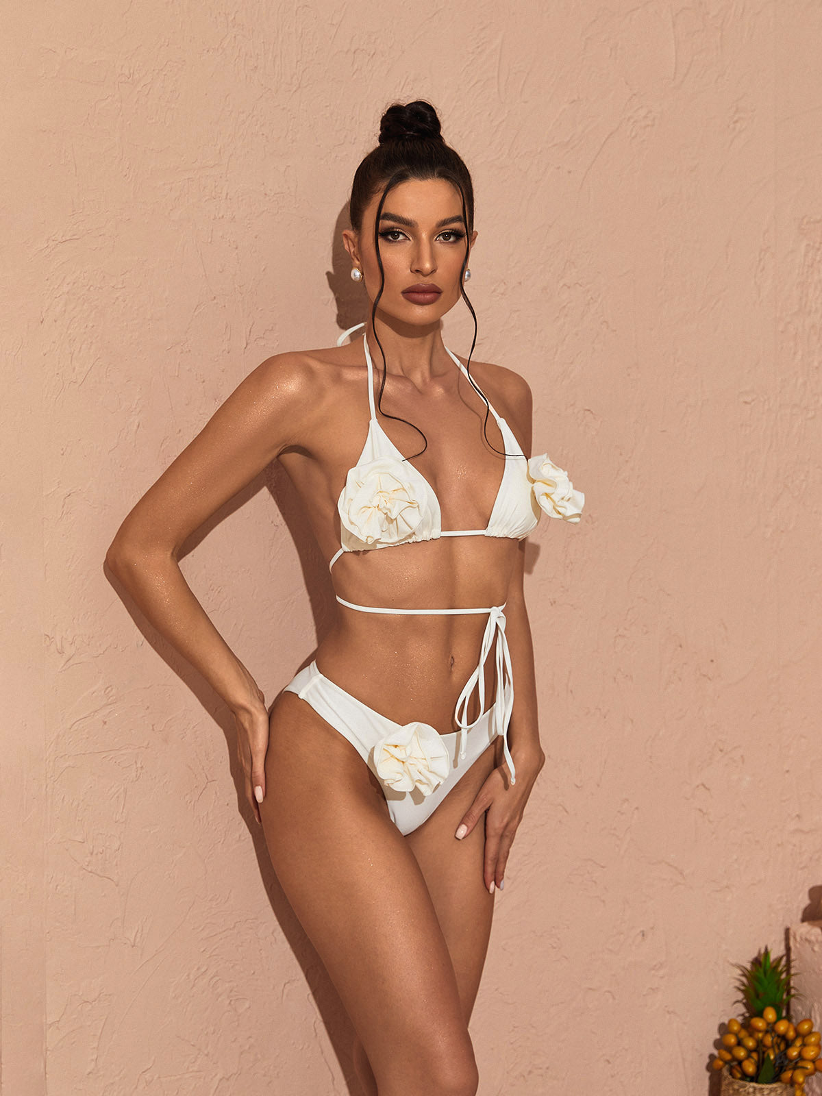 Chaya Flower Embellished Bikini Two Piece Set