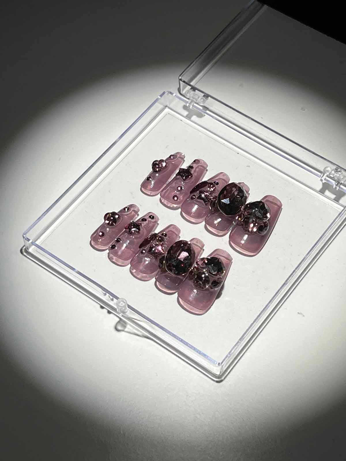 Crystal Glitter Purple Press On Nails - Mew Mews Fashion