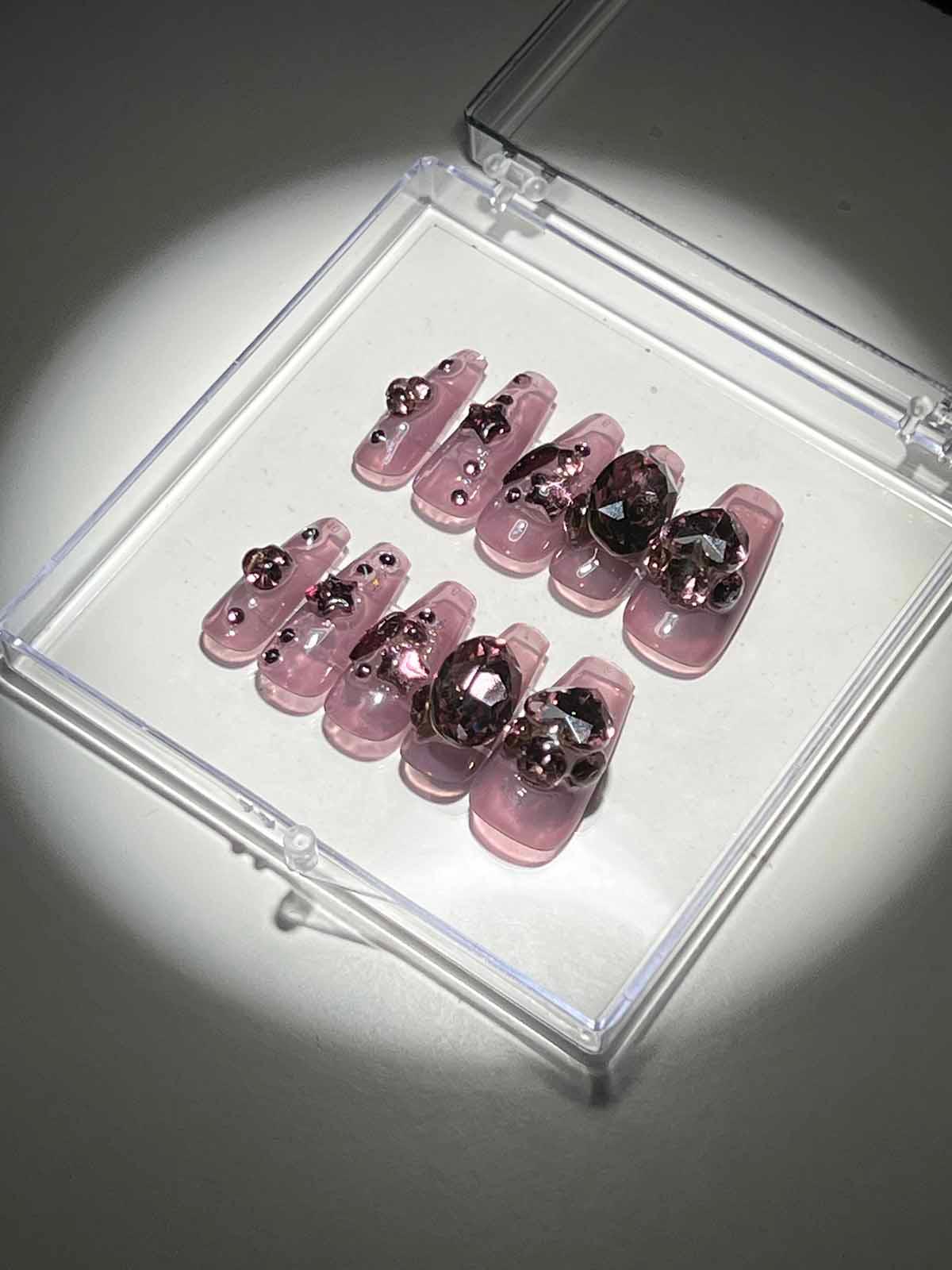 Crystal Glitter Purple Press On Nails - Mew Mews Fashion