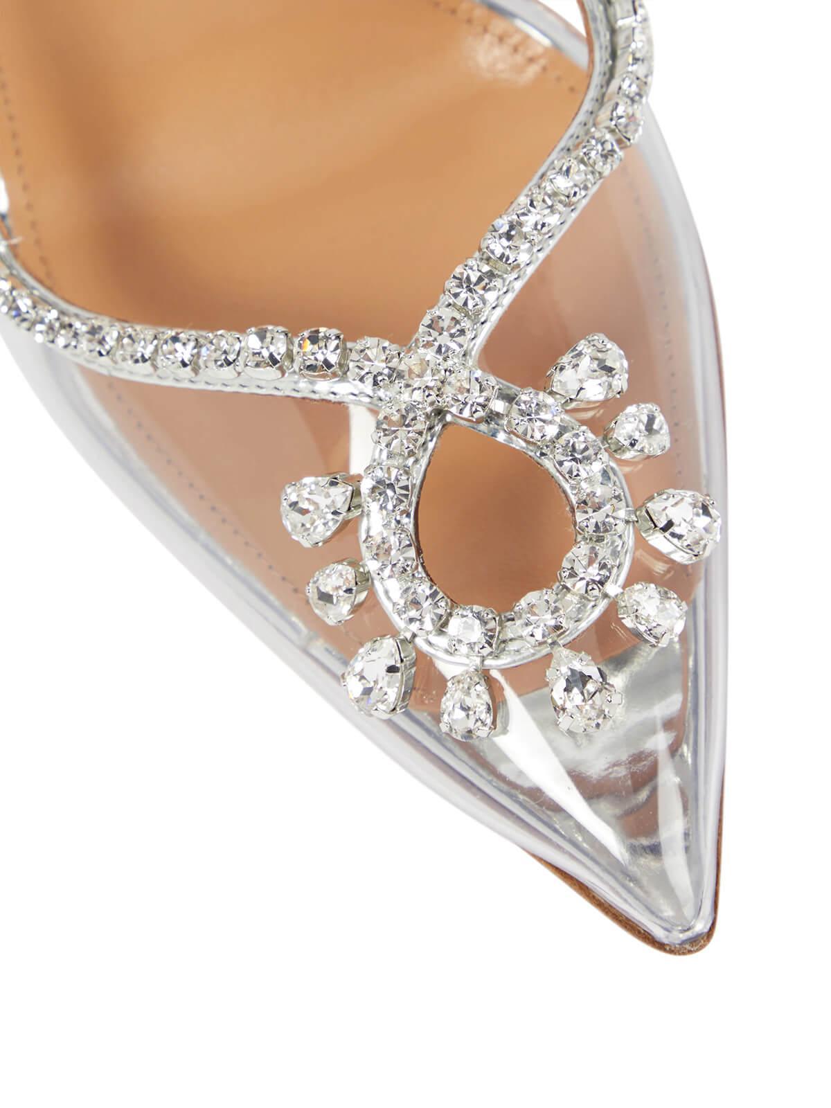 Clio Crystal Cutout Embellished Pumps In Silver - Mew Mews Fashion