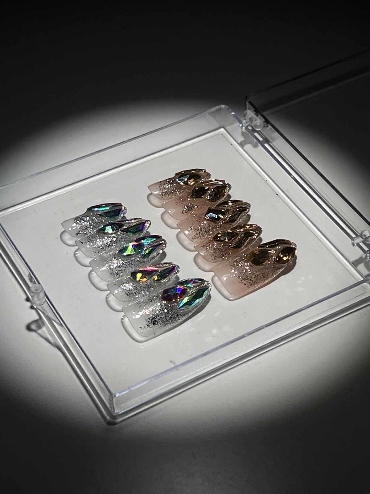Glitter Crystal Multi Handmade Press On Nails - Mew Mews Fashion