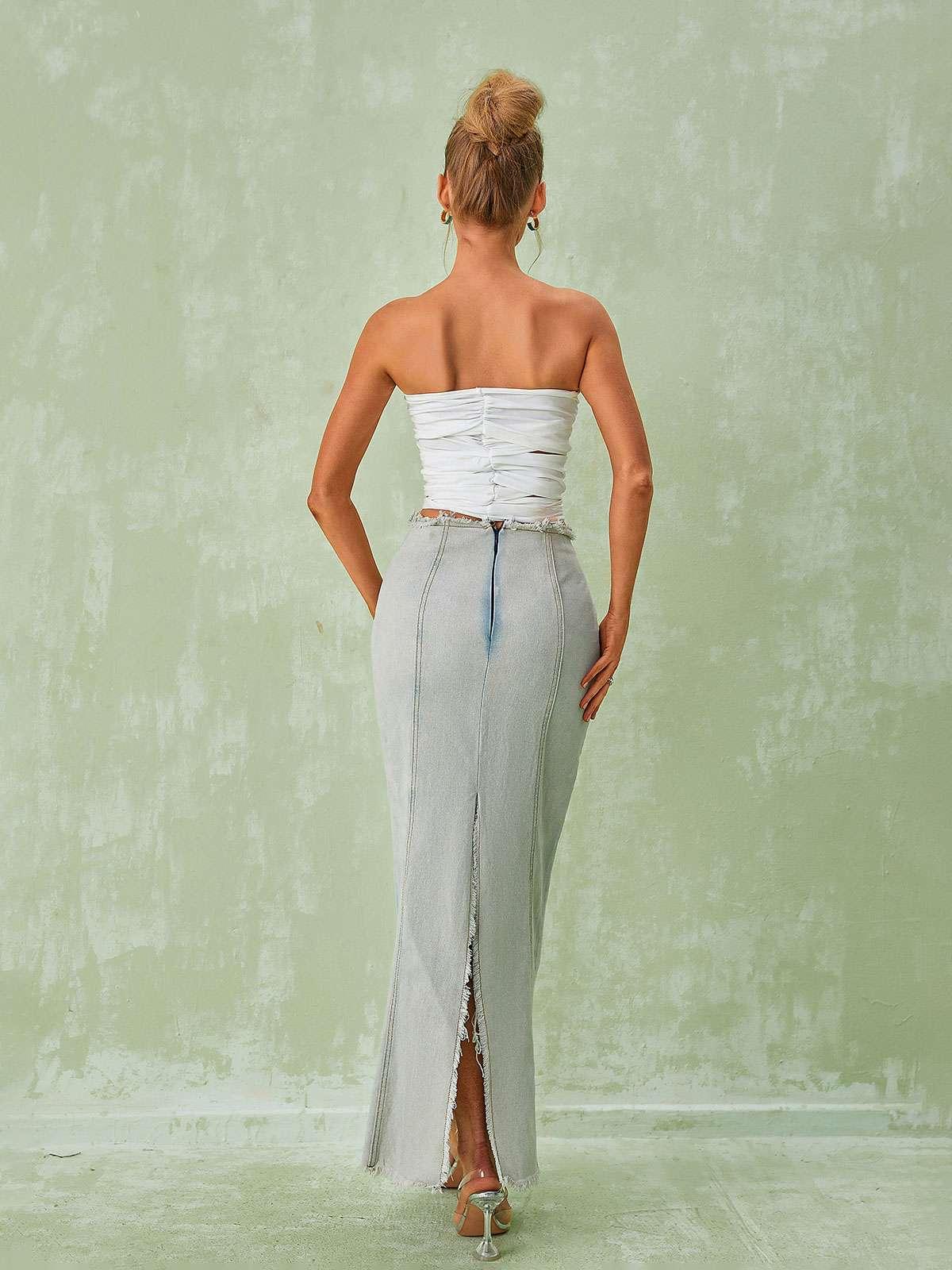 Dominique Denim Skirt - Mew Mews Fashion