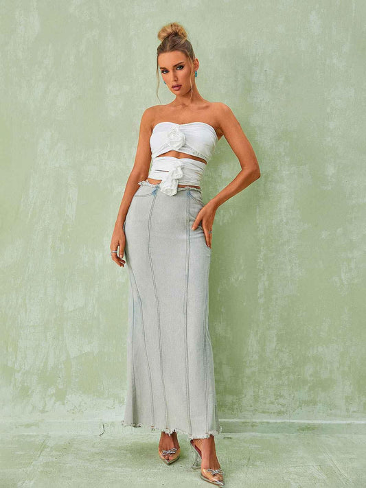 Dominique Denim Skirt - Mew Mews Fashion
