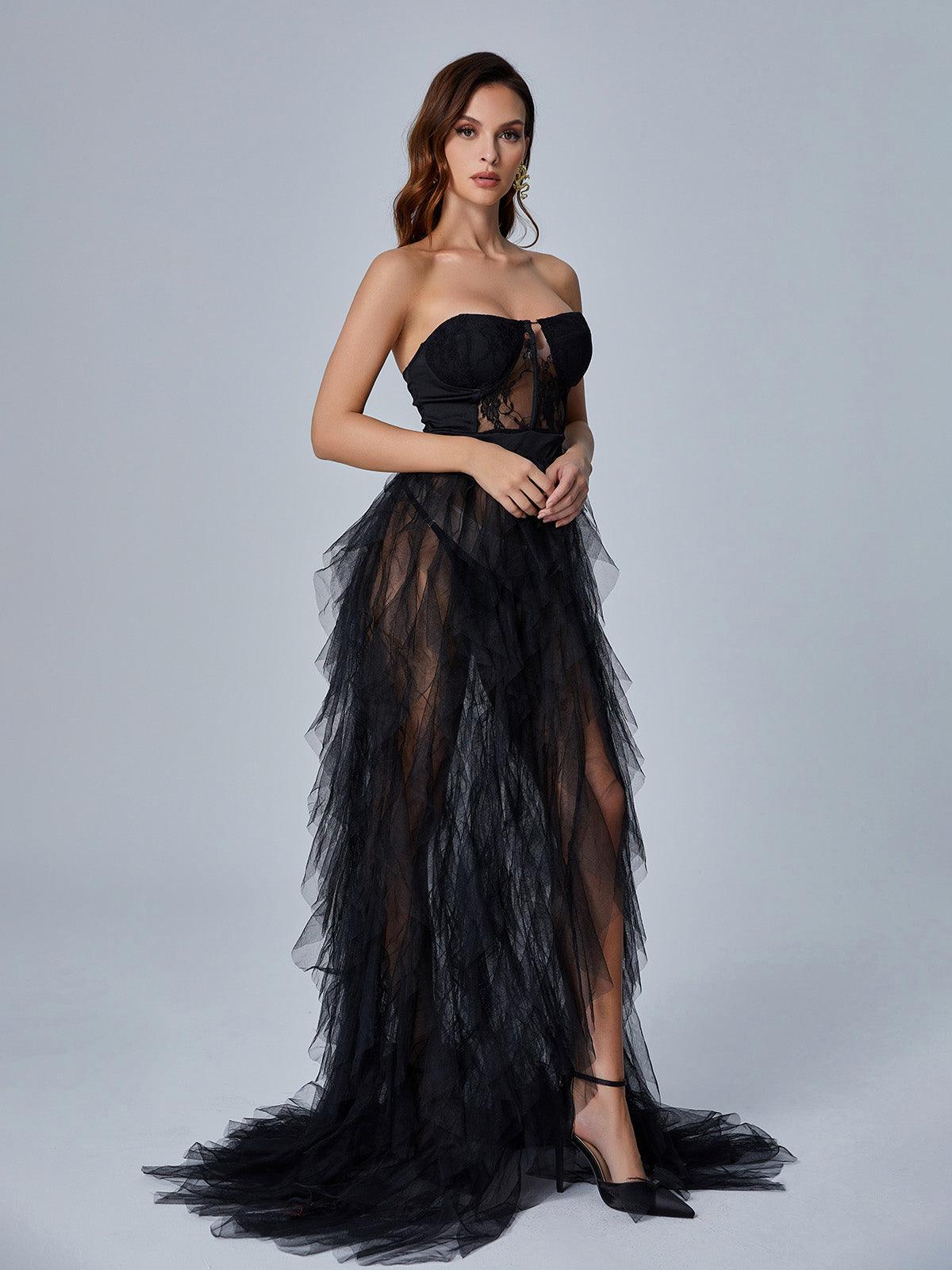 Dorothy Tulle Maxi Dress In Black - Mew Mews Fashion
