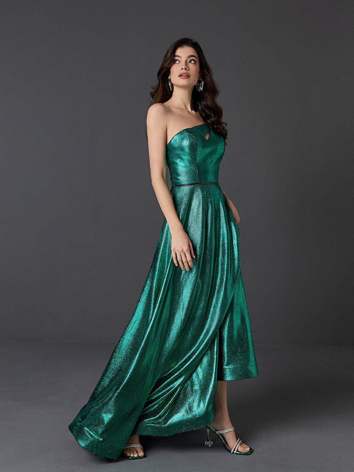 Dulcinea One Shoulder Satin Maxi Dress - Mew Mews Fashion