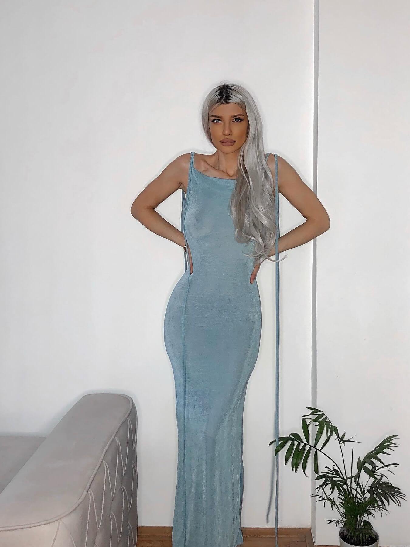 Egypt Backless Maxi Dress In Blue - Mew Mews Fashion