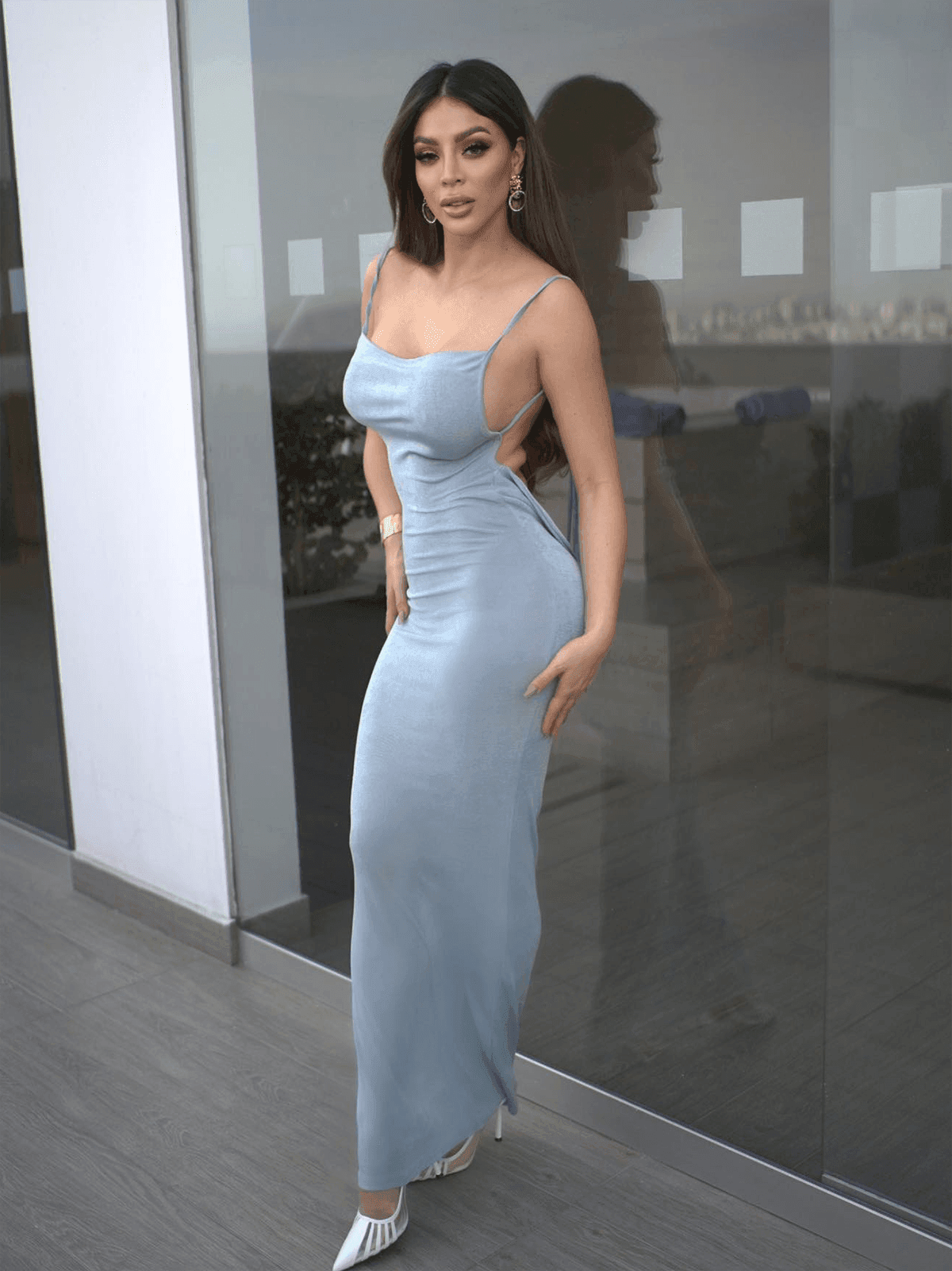Egypt Backless Maxi Dress In Blue - Mew Mews Fashion