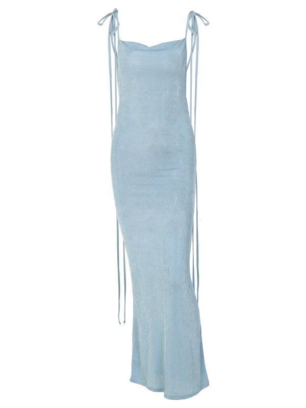 Egypt Backless Maxi Dress In Blue - Mew Mews Fashion