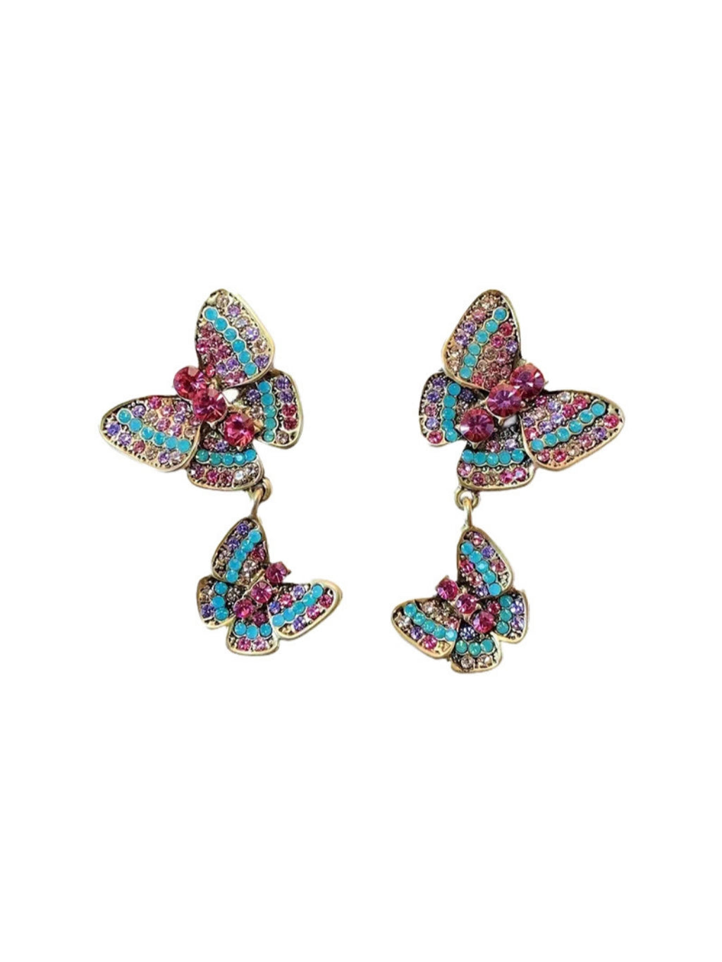 Eisa Rhinestone Butterfly Earrings