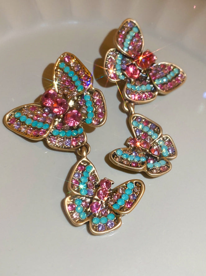 Eisa Rhinestone Butterfly Earrings