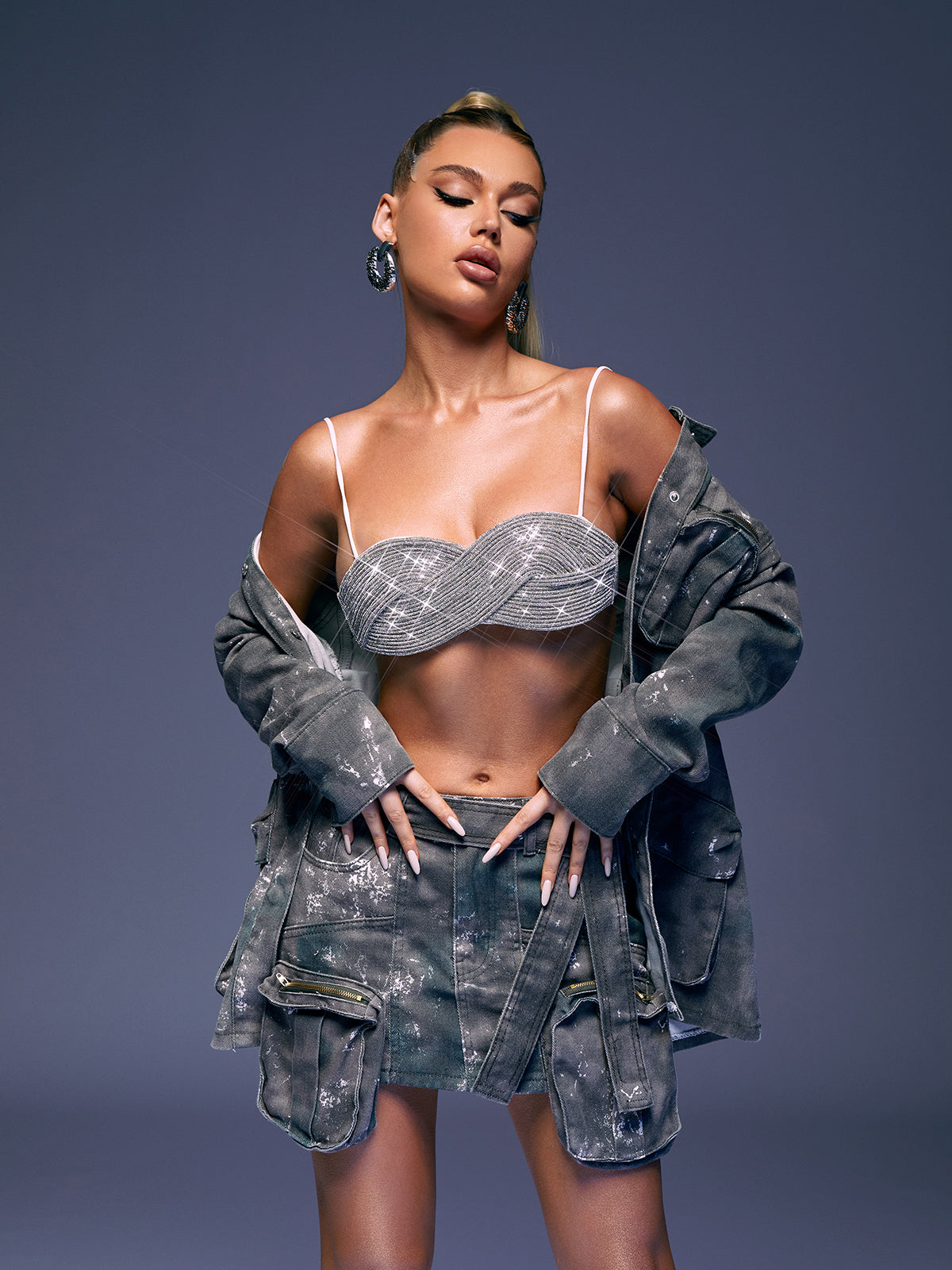 Eldora Camouflage Printed Denim Jacket