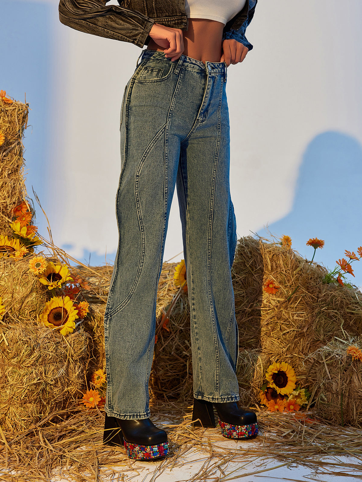 Eleanore Wave Denim Pants