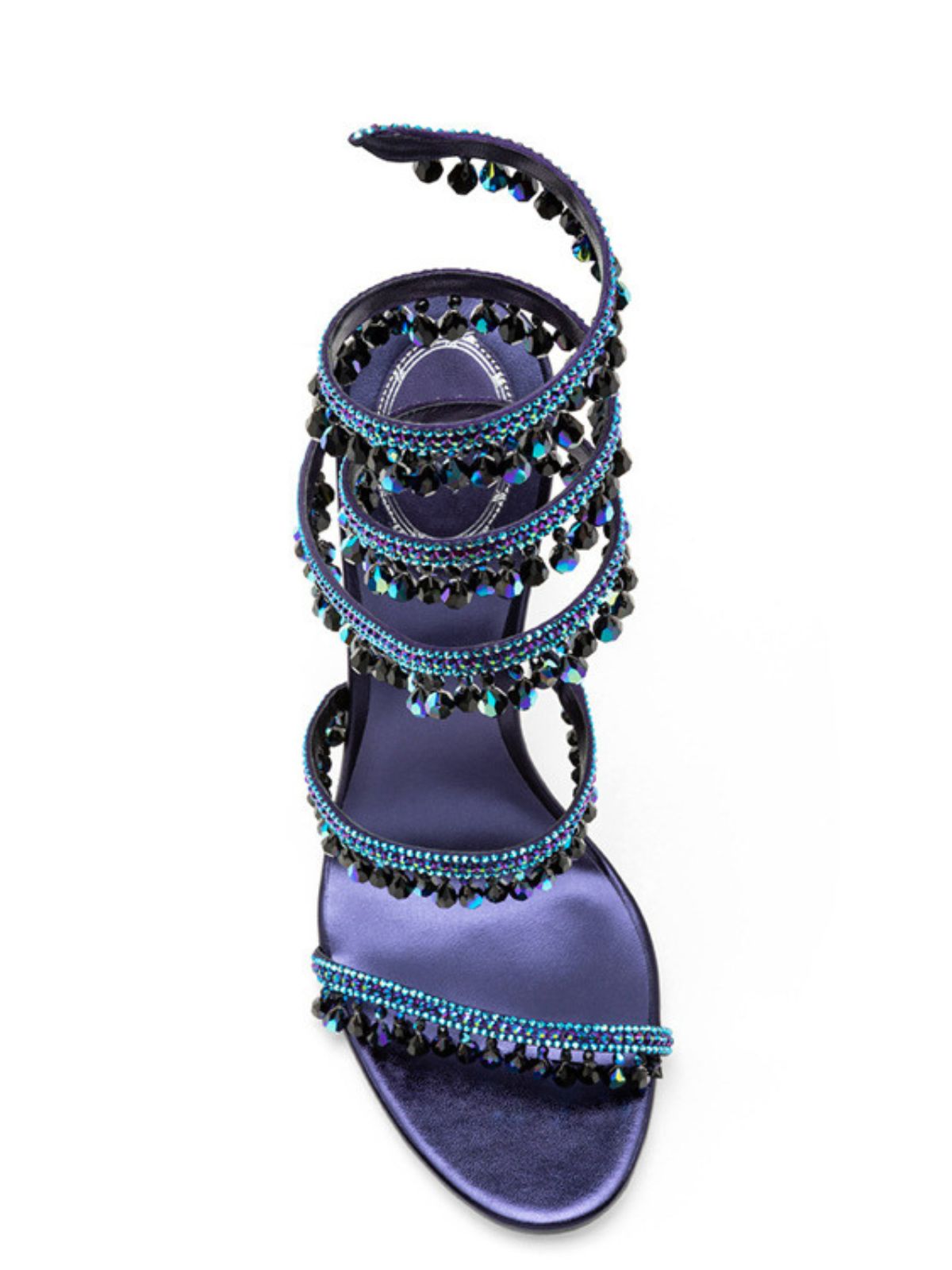 Elyra Snake Rhinestone Sandals In Blue