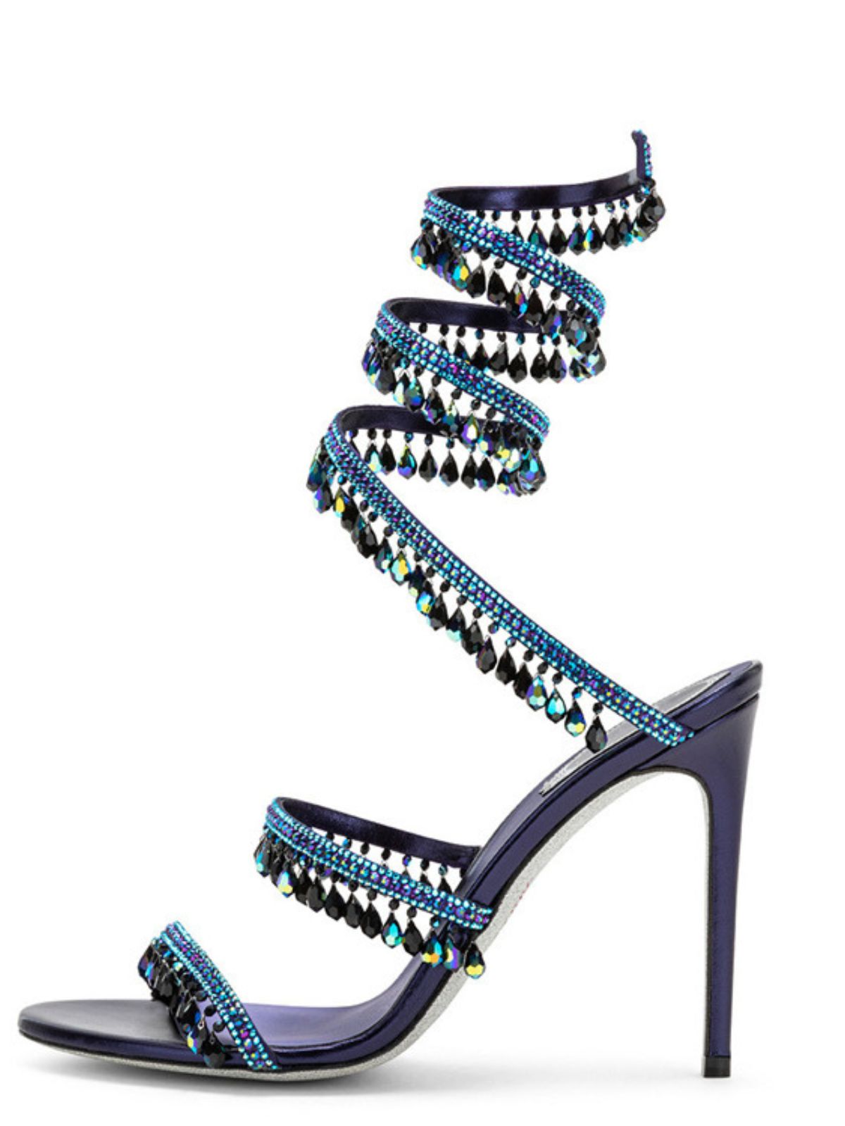 Elyra Snake Rhinestone Sandals In Blue