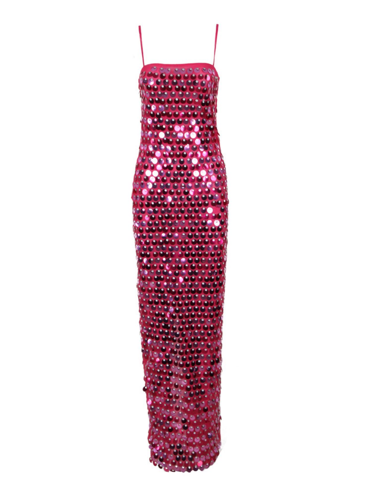Eyre Spaghetti Sequin Maxi Dress In Hot Pink