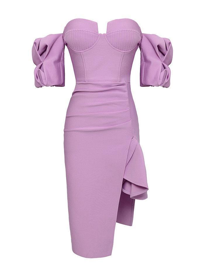 Fallon Off Shoulder Puff Sleeves Bandage Dress - Mew Mews Fashion