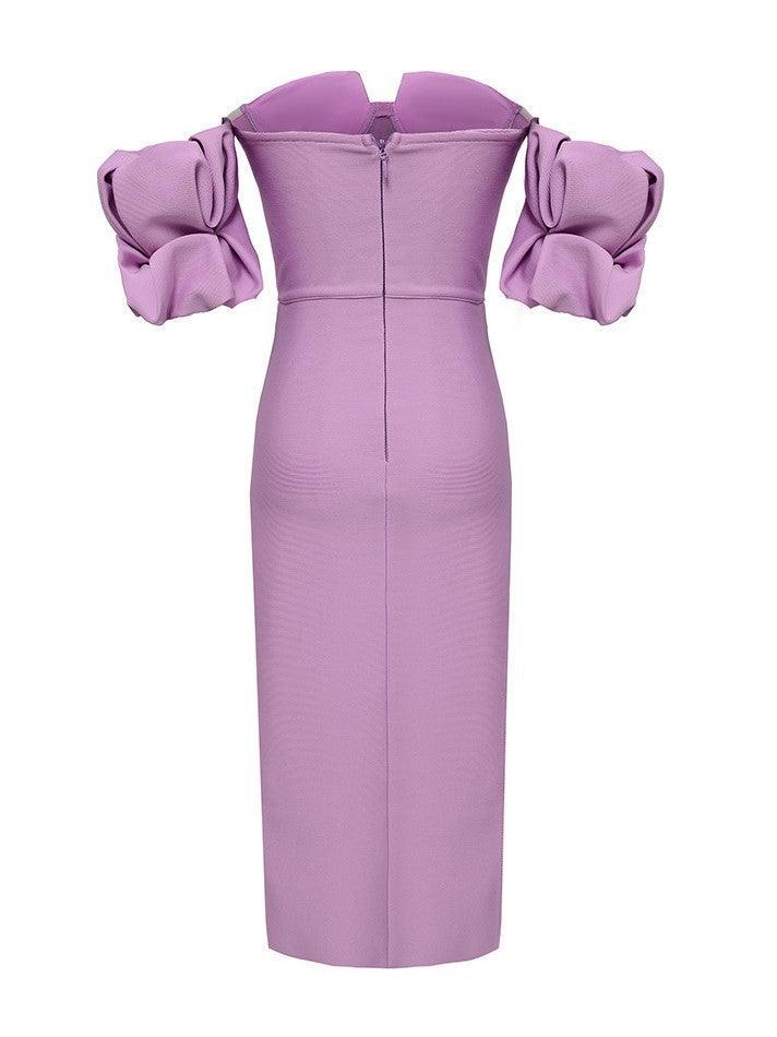 Fallon Off Shoulder Puff Sleeves Bandage Dress - Mew Mews Fashion