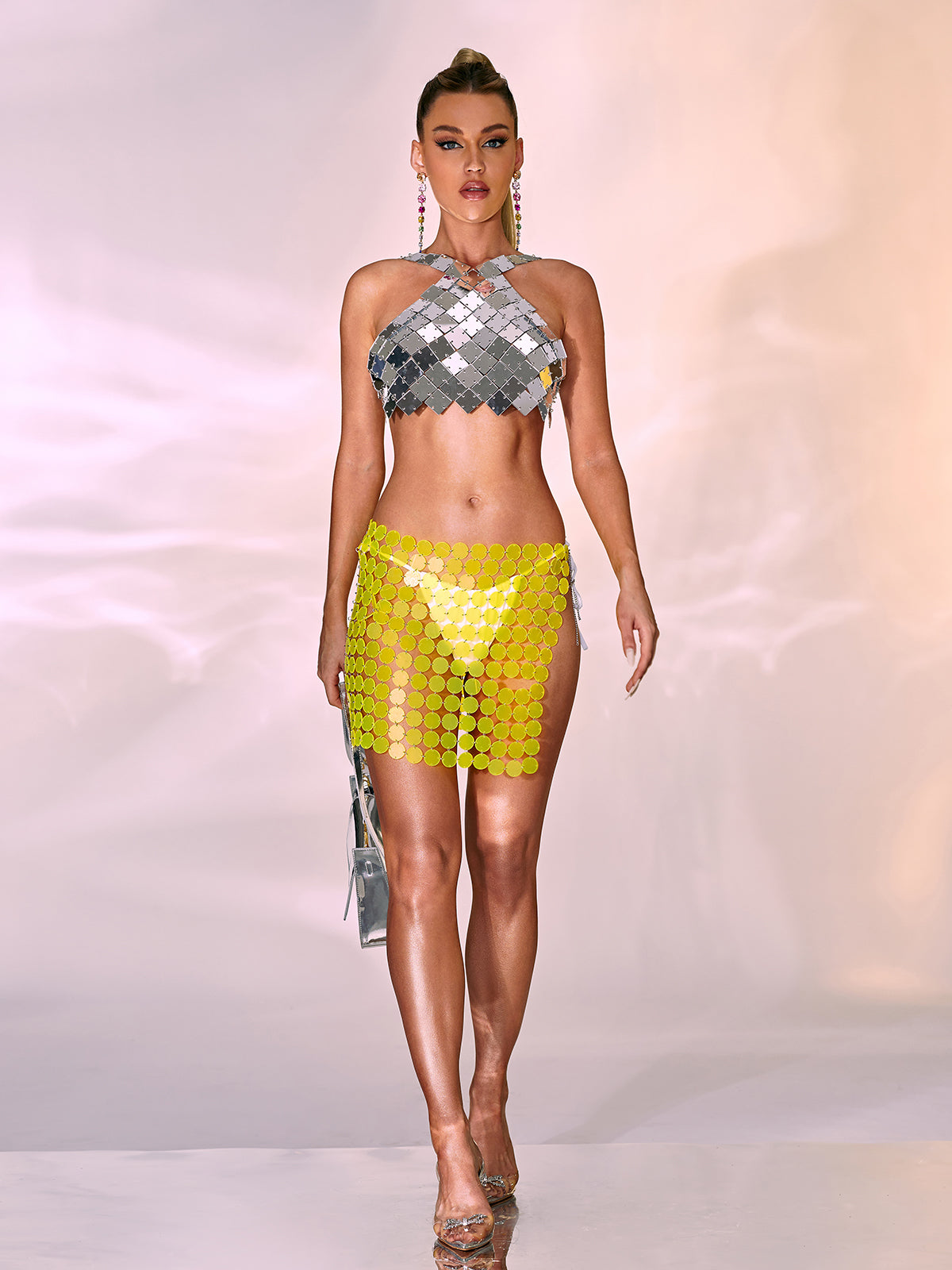 Farren Chainmail Skirt In Yellow