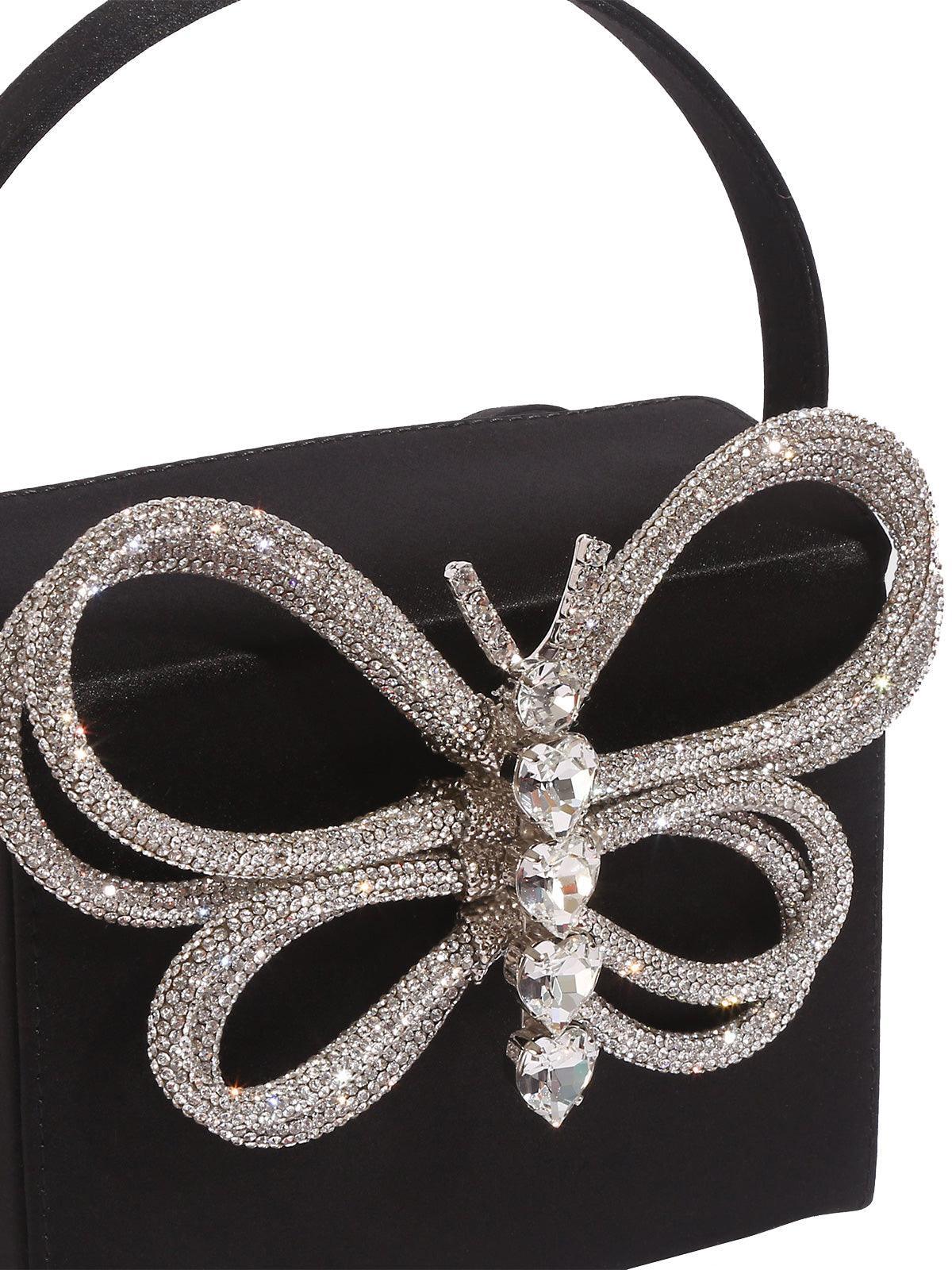 Fia Crystal Butterfly Clutch In Black - Mew Mews Fashion