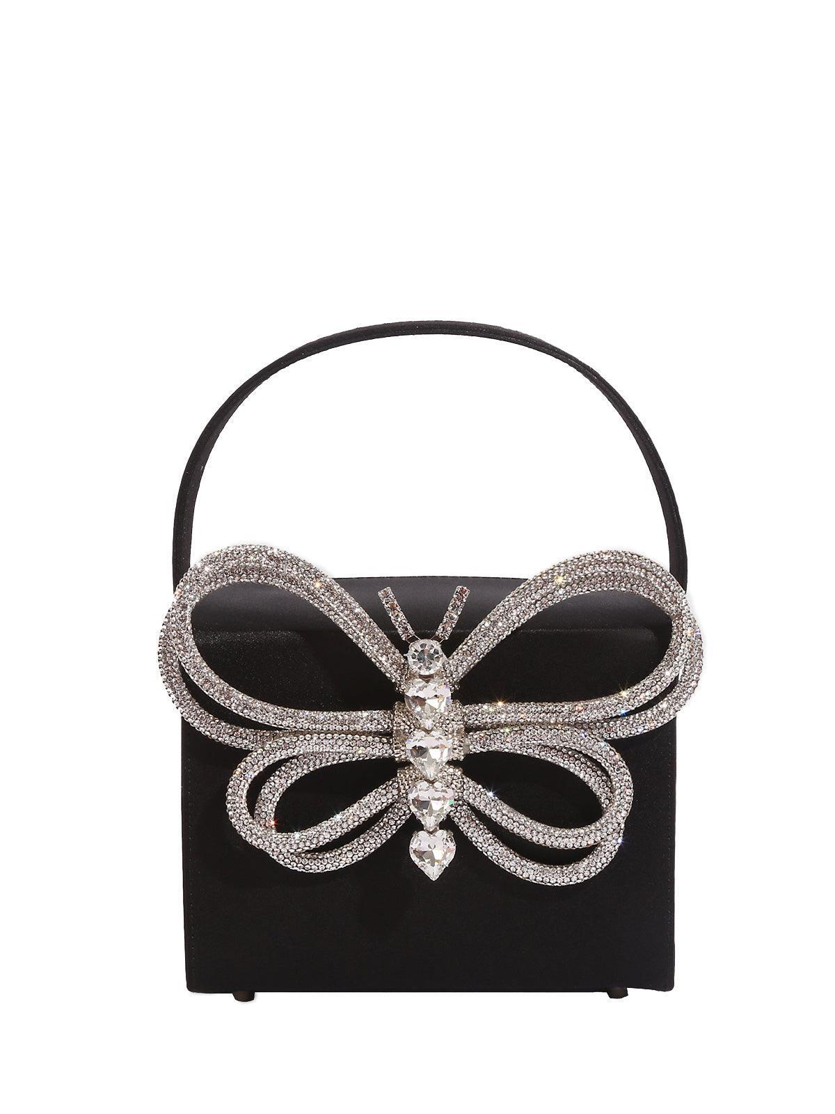 Fia Crystal Butterfly Clutch In Black - Mew Mews Fashion