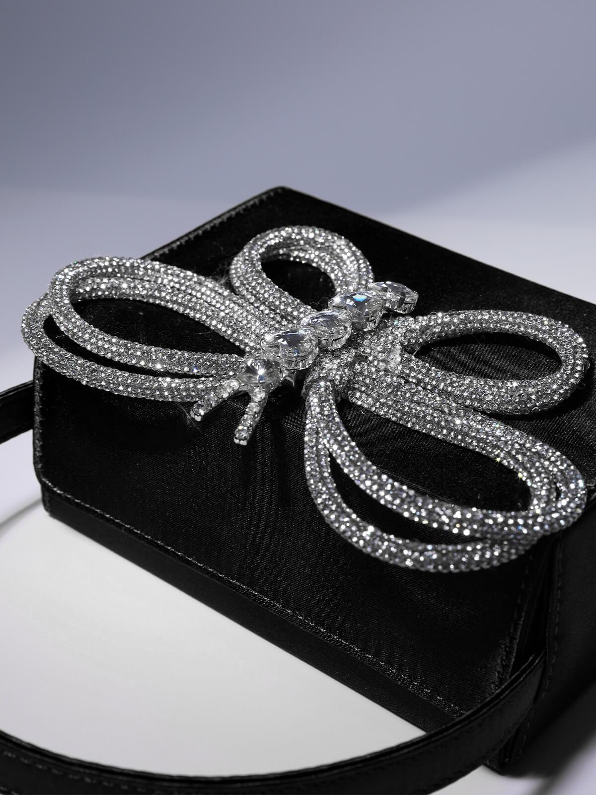 Fia Crystal Butterfly Clutch In Black - Mew Mews Fashion
