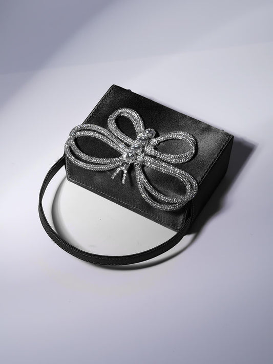 Fia Crystal Butterfly Clutch In Black - Mew Mews Fashion