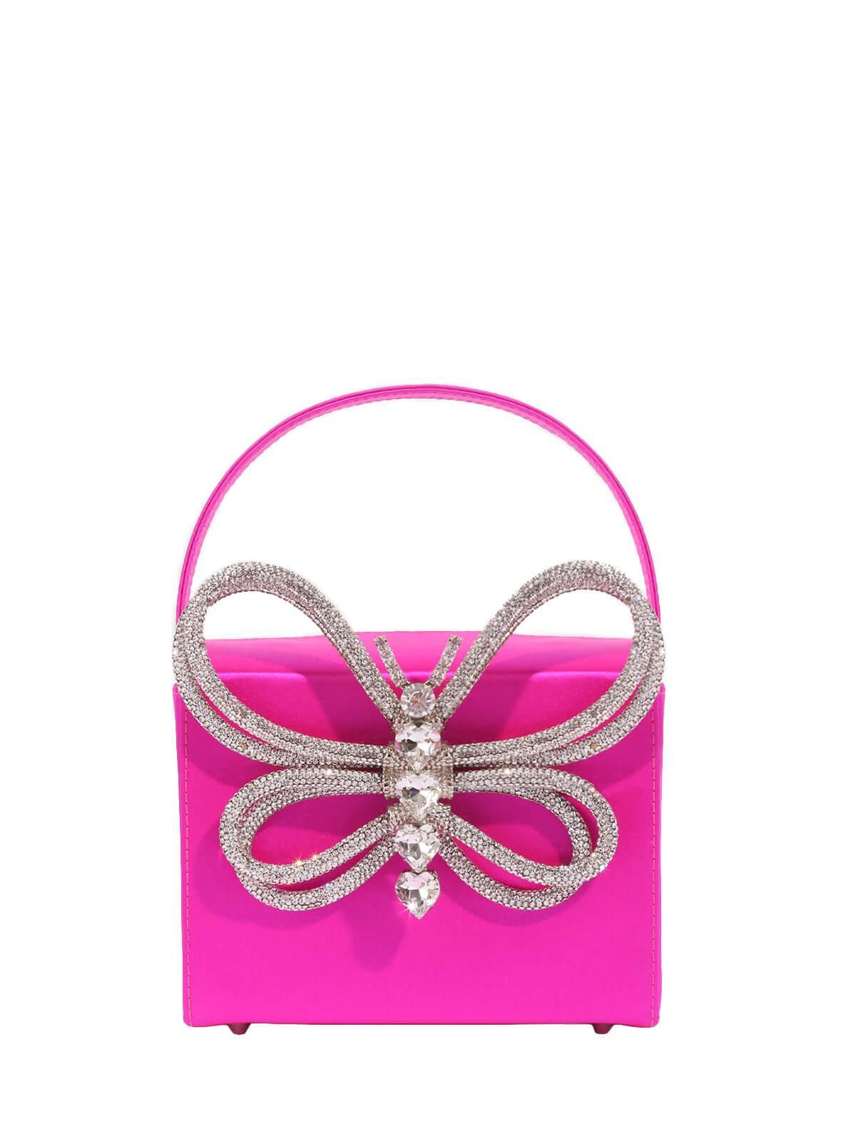 Fia Crystal Butterfly Clutch In Hot Pink - Mew Mews Fashion