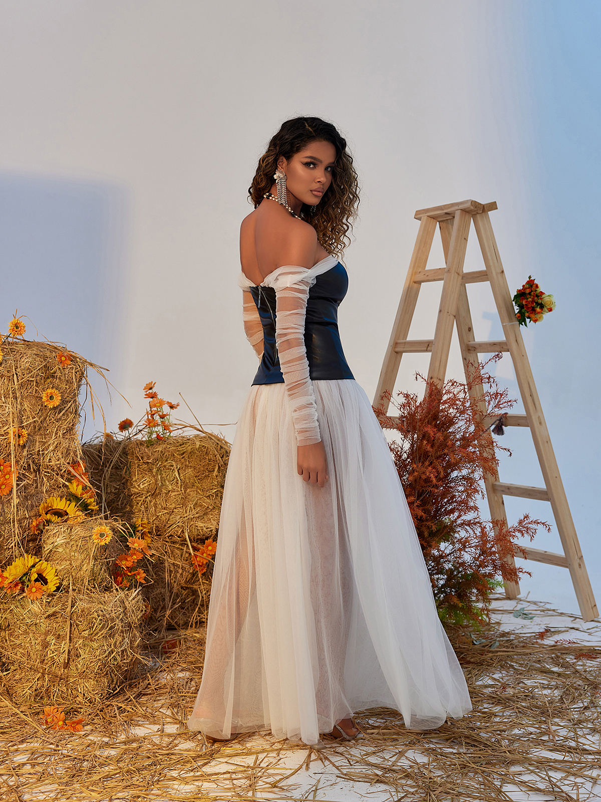 Gasira Patchwork Tulle Maxi Dress