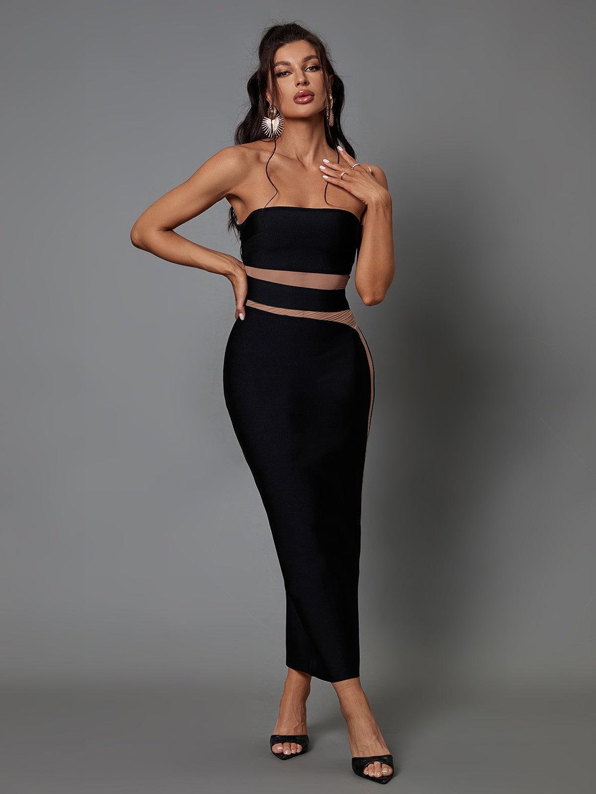 Genesis Strapless Bandage Midi Dress - Mew Mews Fashion