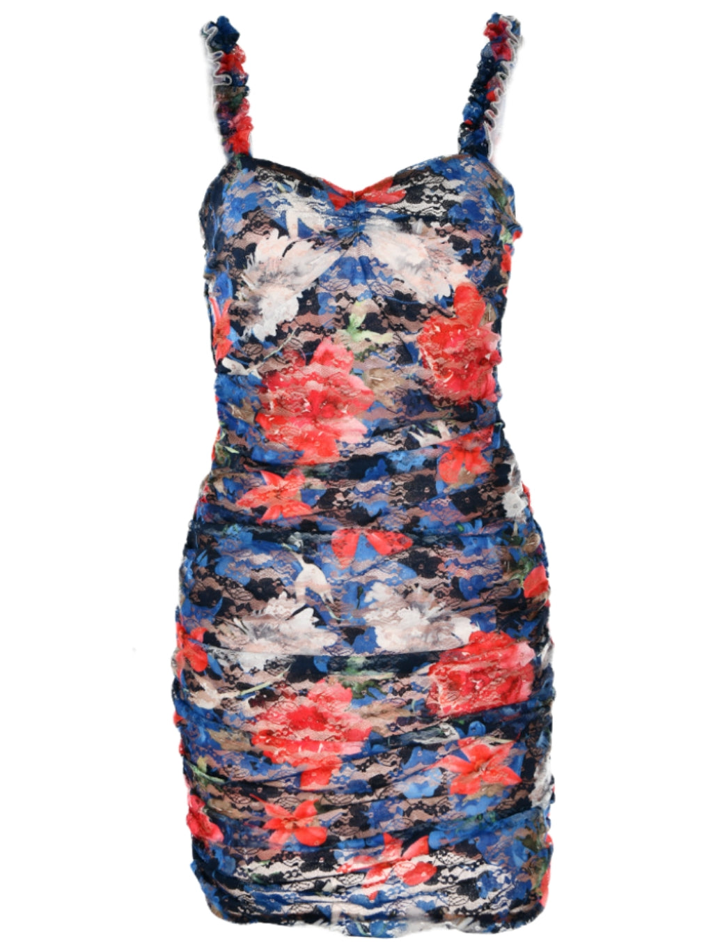 Geoffrey Lace Ruched Mini Dress