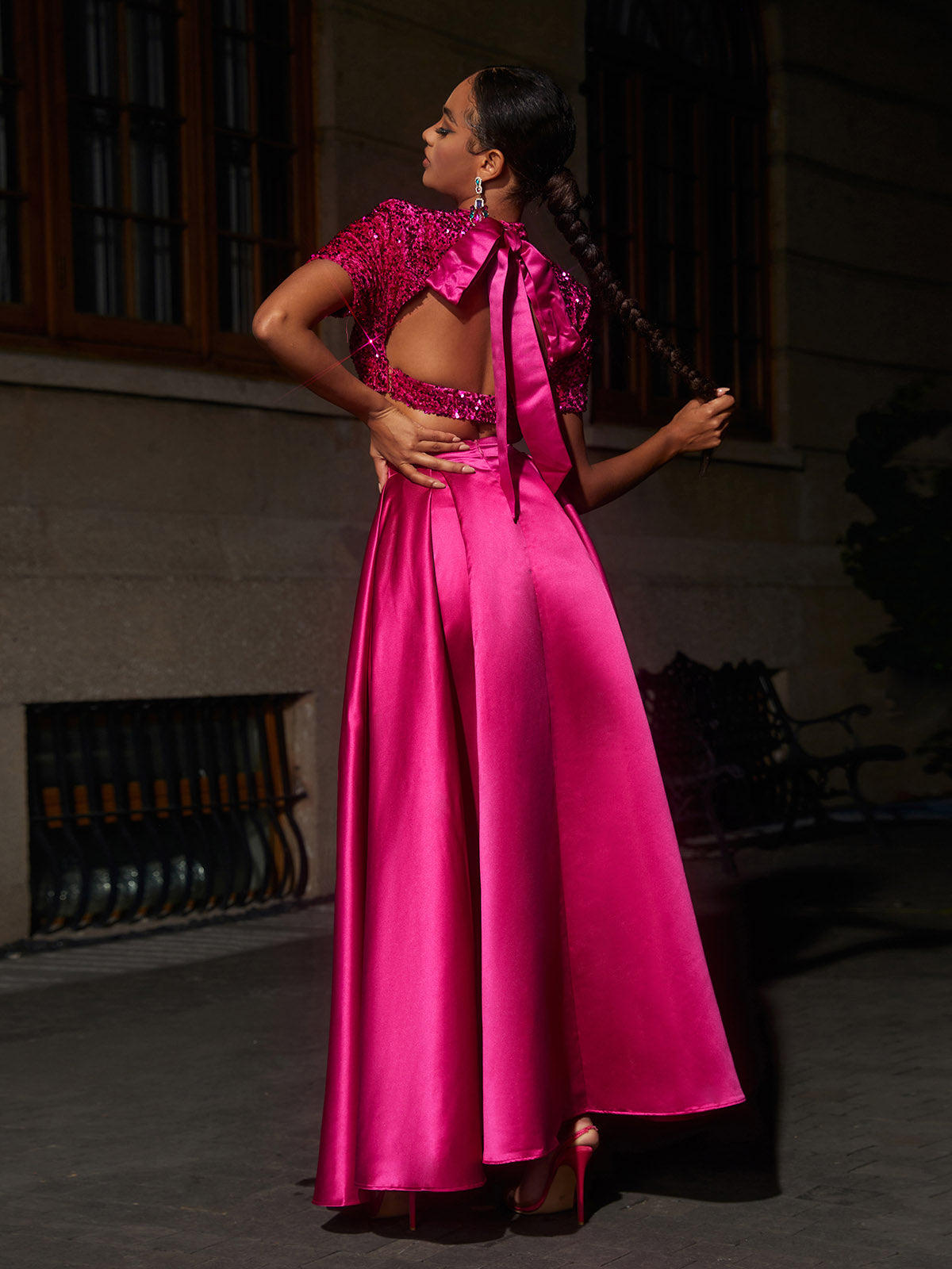 Ginebra Short Sleeve Split Skirt Set
