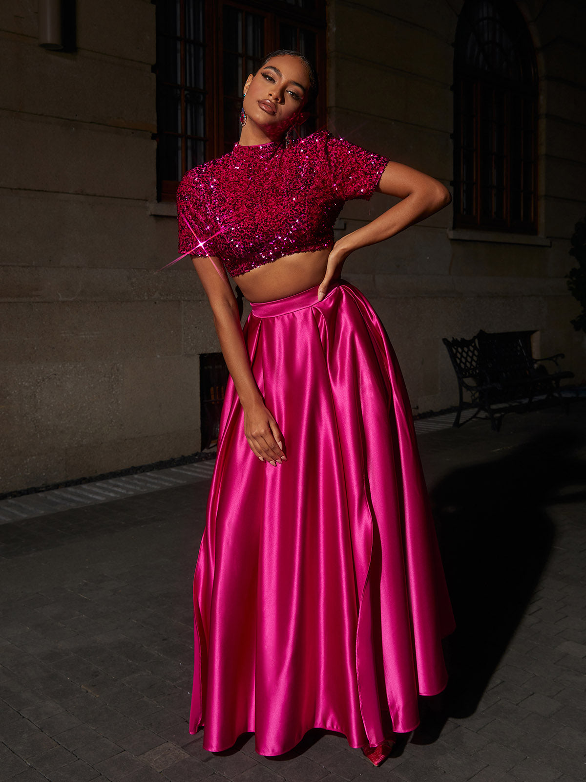 Ginebra Short Sleeve Split Skirt Set