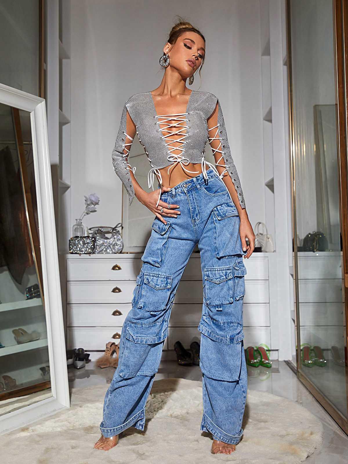 Giulia Denim Pants In Blue - Mew Mews Fashion