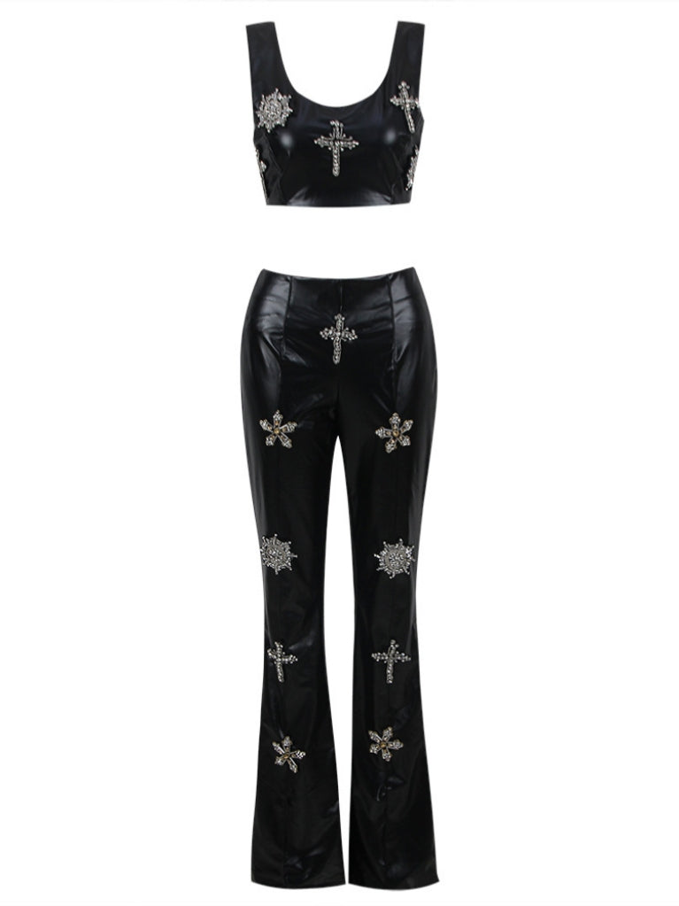 Graham Leather Embellished Pant Sets