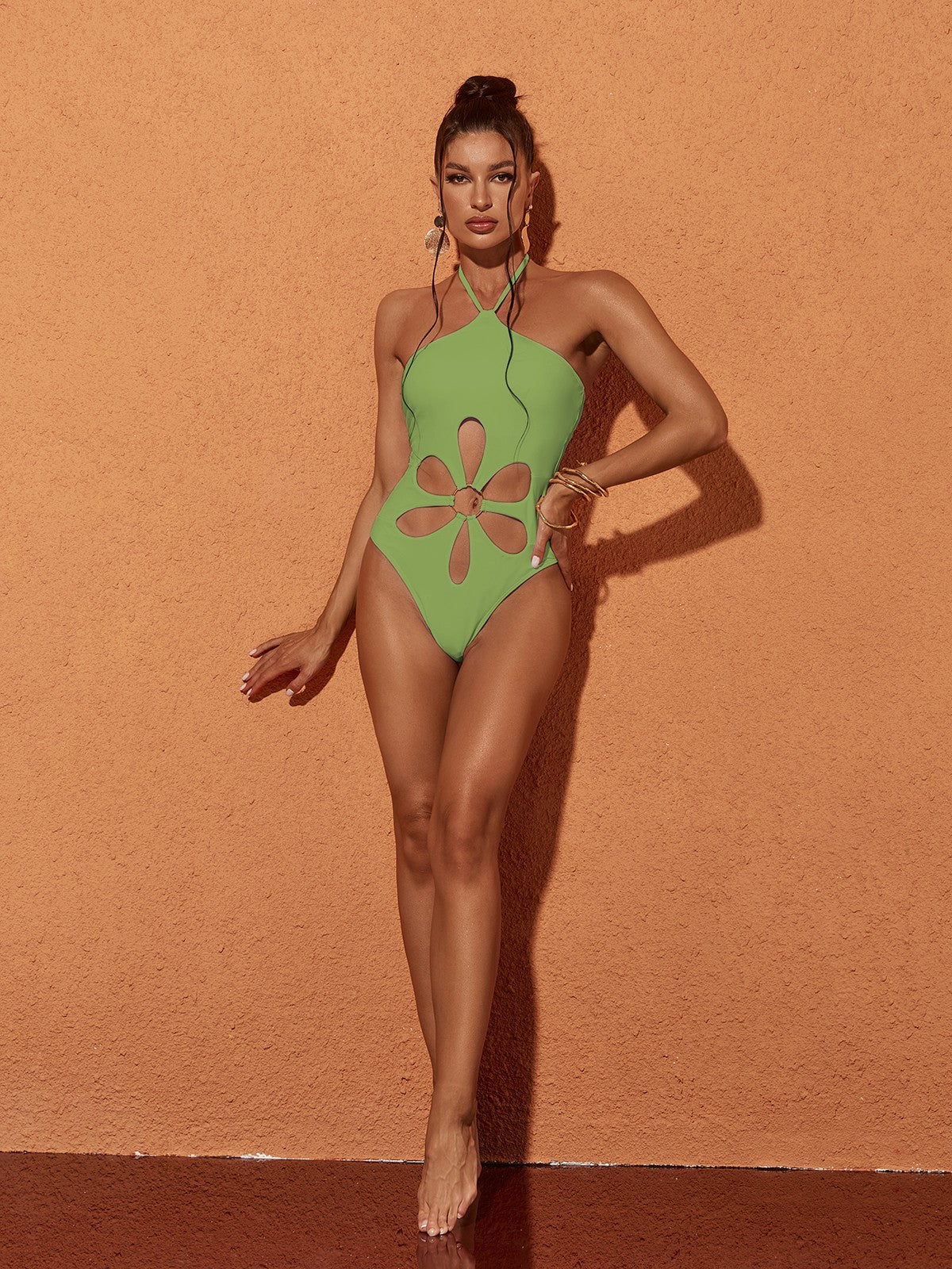 Hagar Cutout One Piece Swimsuit In Green
