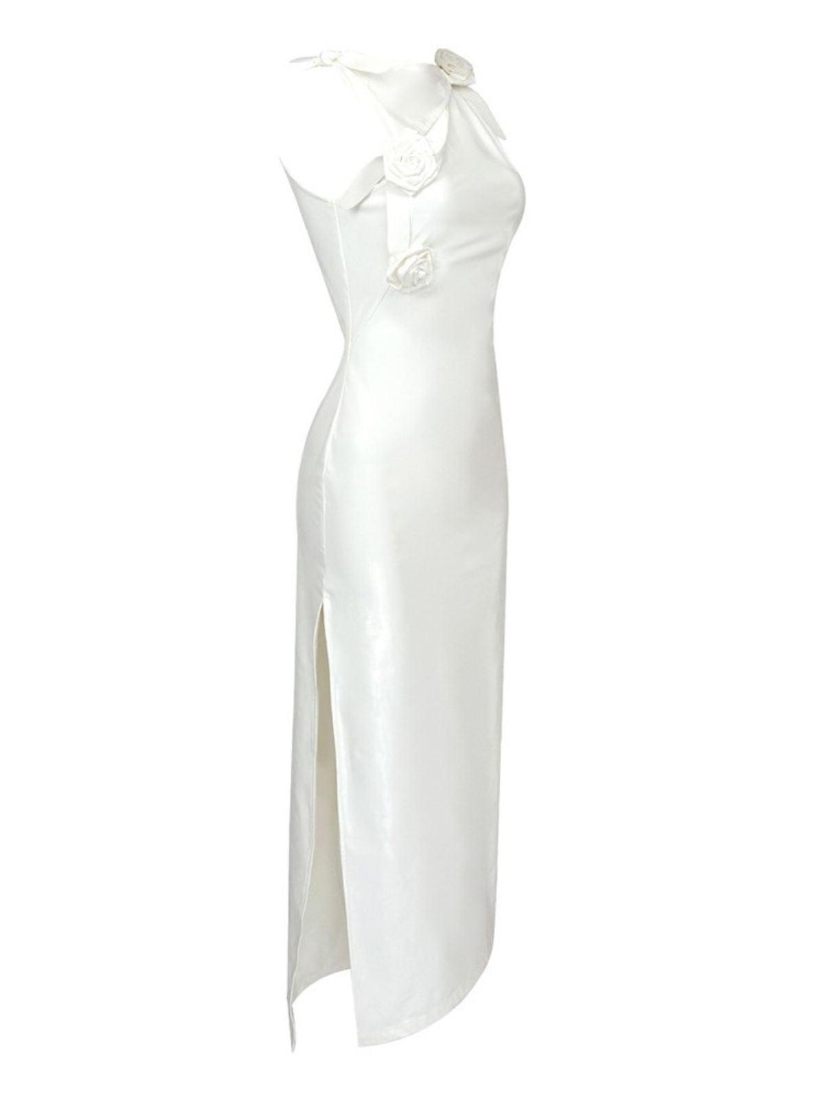 Hecate Cutout Latex Split Maxi Dress In White - Mew Mews Fashion