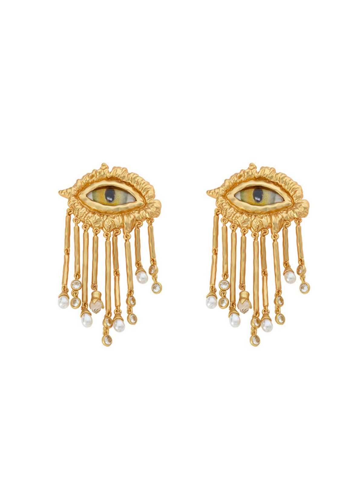 Hemlock Pearl Embellished Eye Earrings
