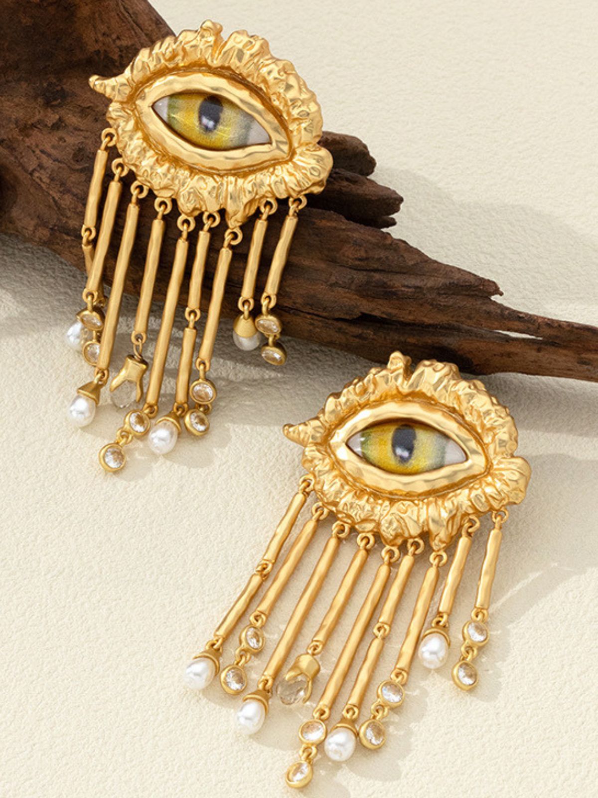 Hemlock Pearl Embellished Eye Earrings