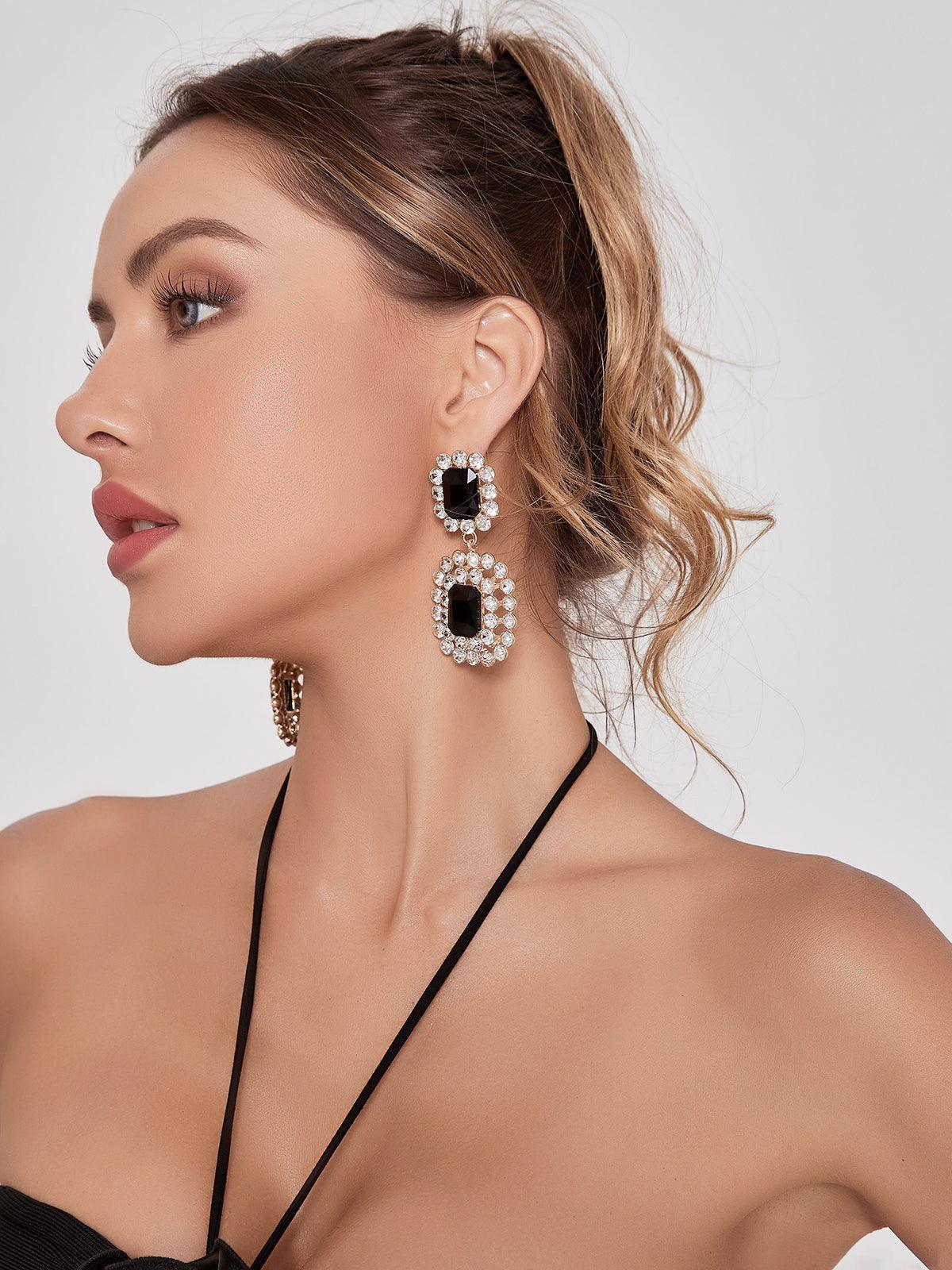 Hunter Rhinestone Gem Drop Earrings - Mew Mews Fashion
