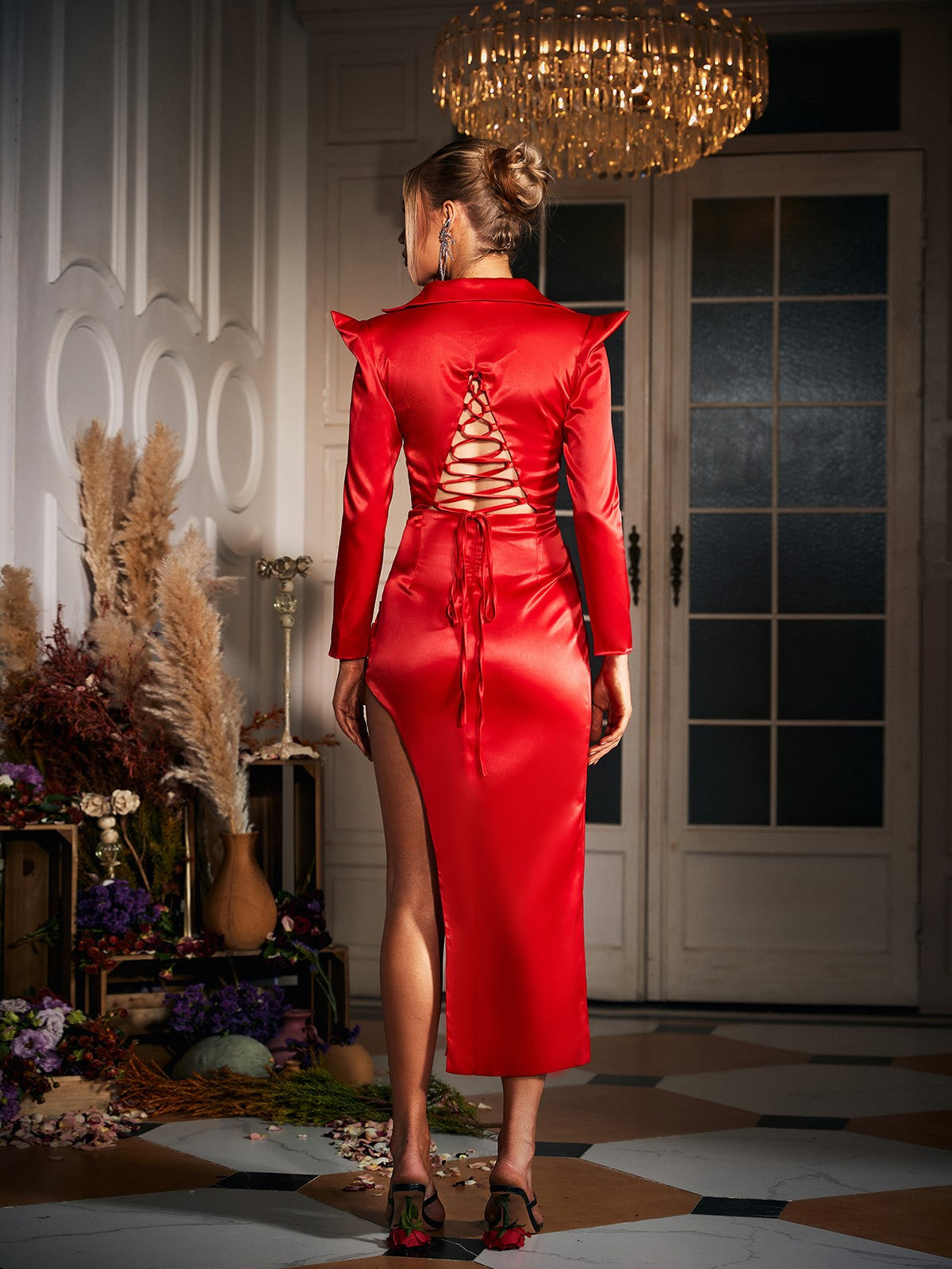 Ichabod Patchwork Asymmetric Satin Dress