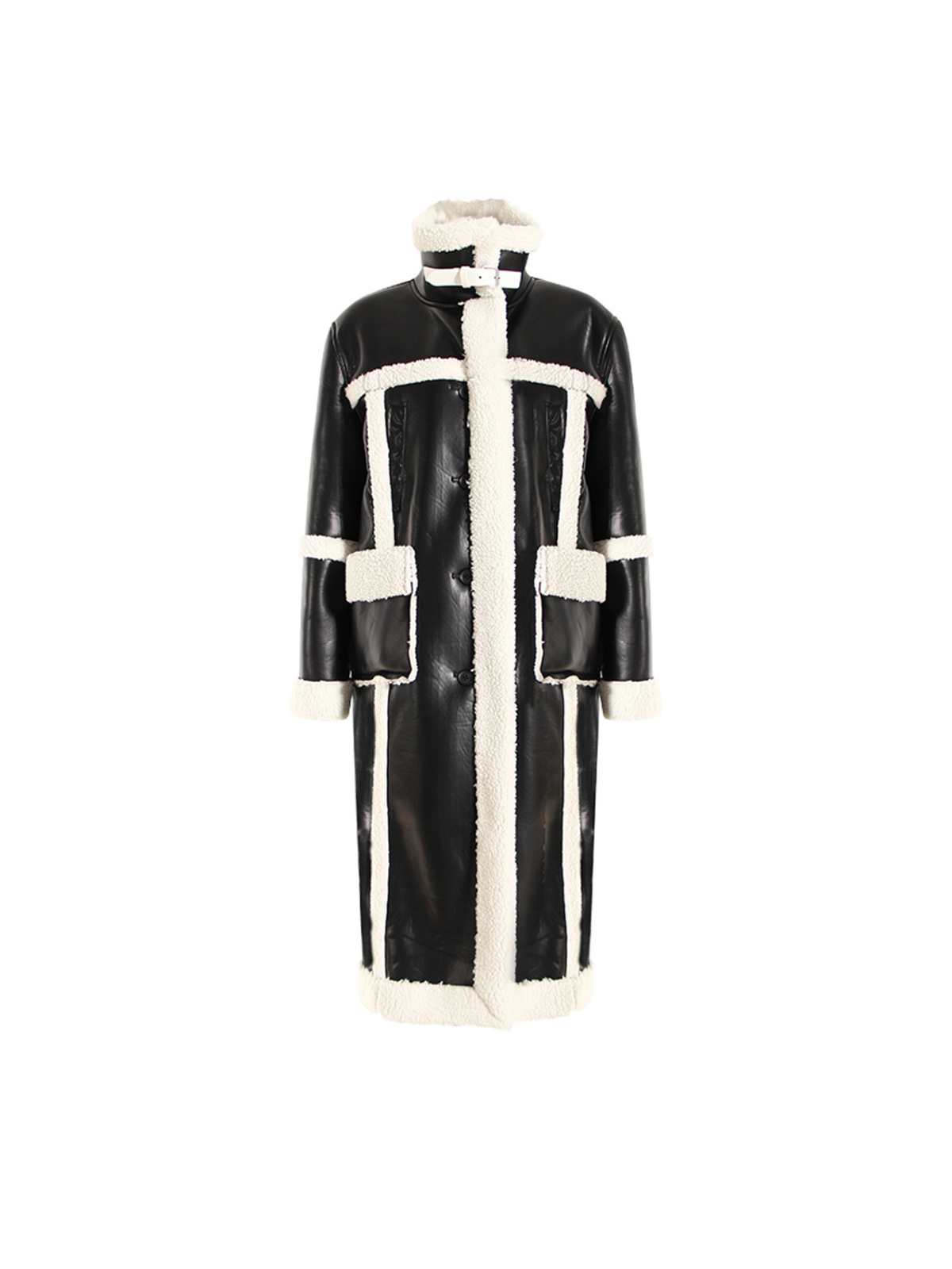 Ida Patchwork Faux Fur Leather Coat