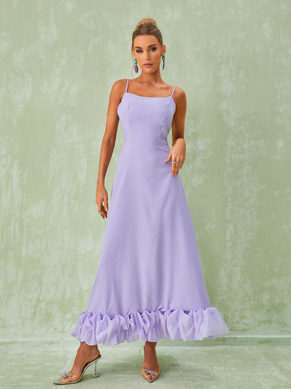 Ilsa Spaghetti Maxi Dress In Violet - Mew Mews Fashion