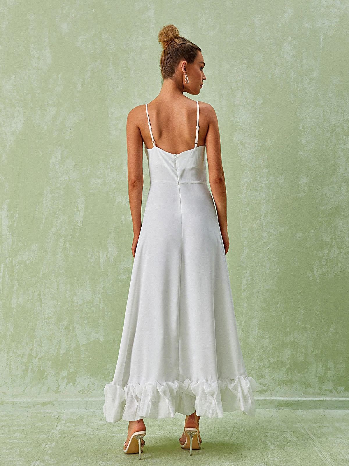 Ilsa Spaghetti Maxi Dress In White - Mew Mews Fashion