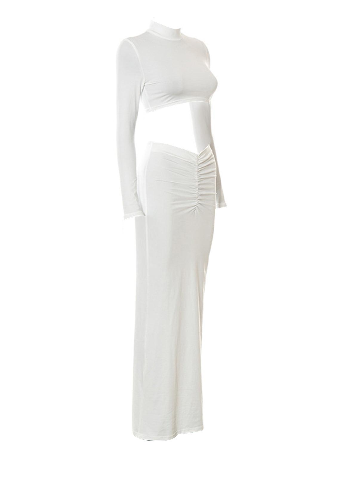 Imani Long Sleeve Ruched Skirt Set - Mew Mews Fashion