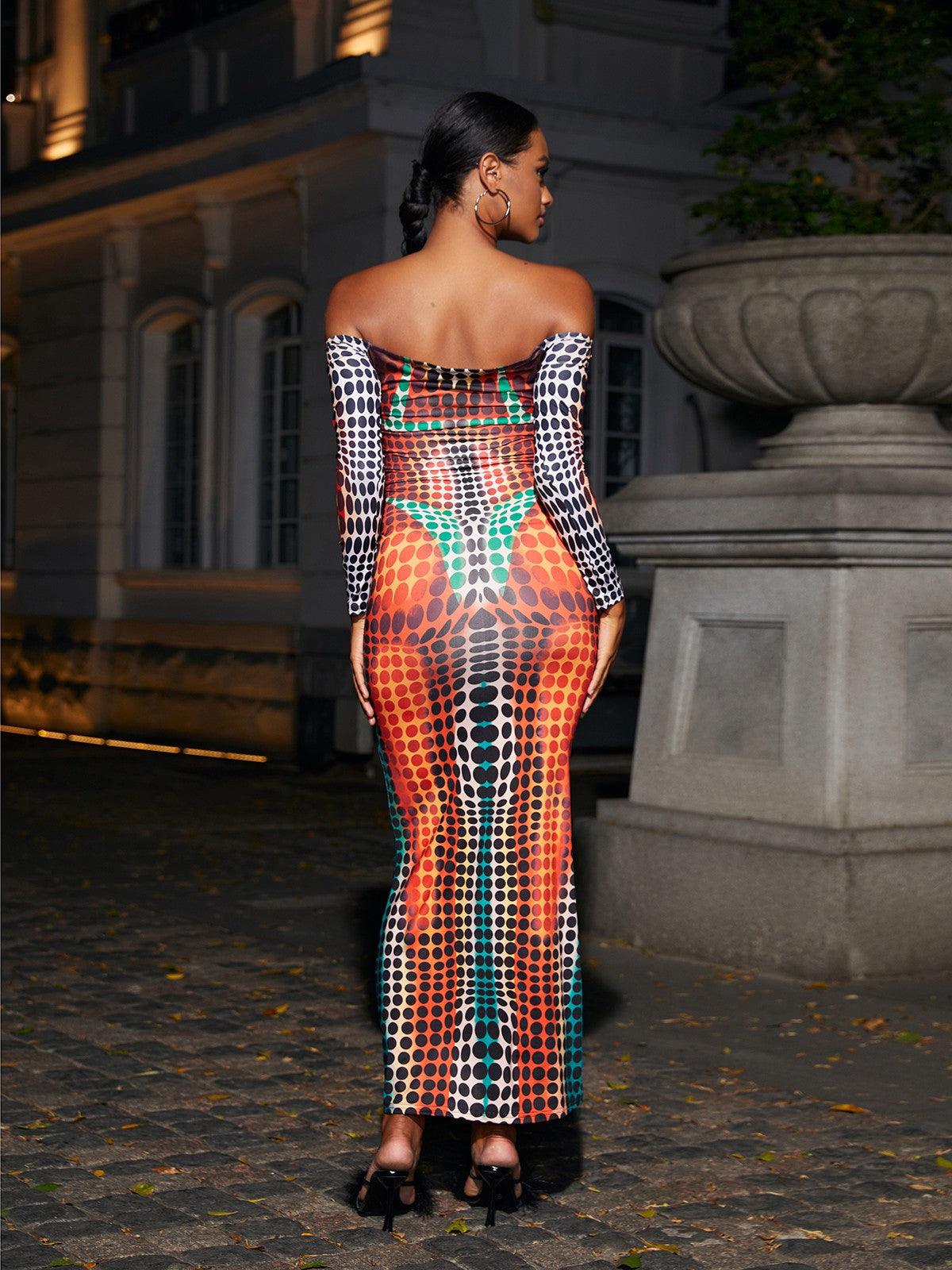Ishi Off Shoulder Maxi Dress In Multi - Mew Mews Fashion