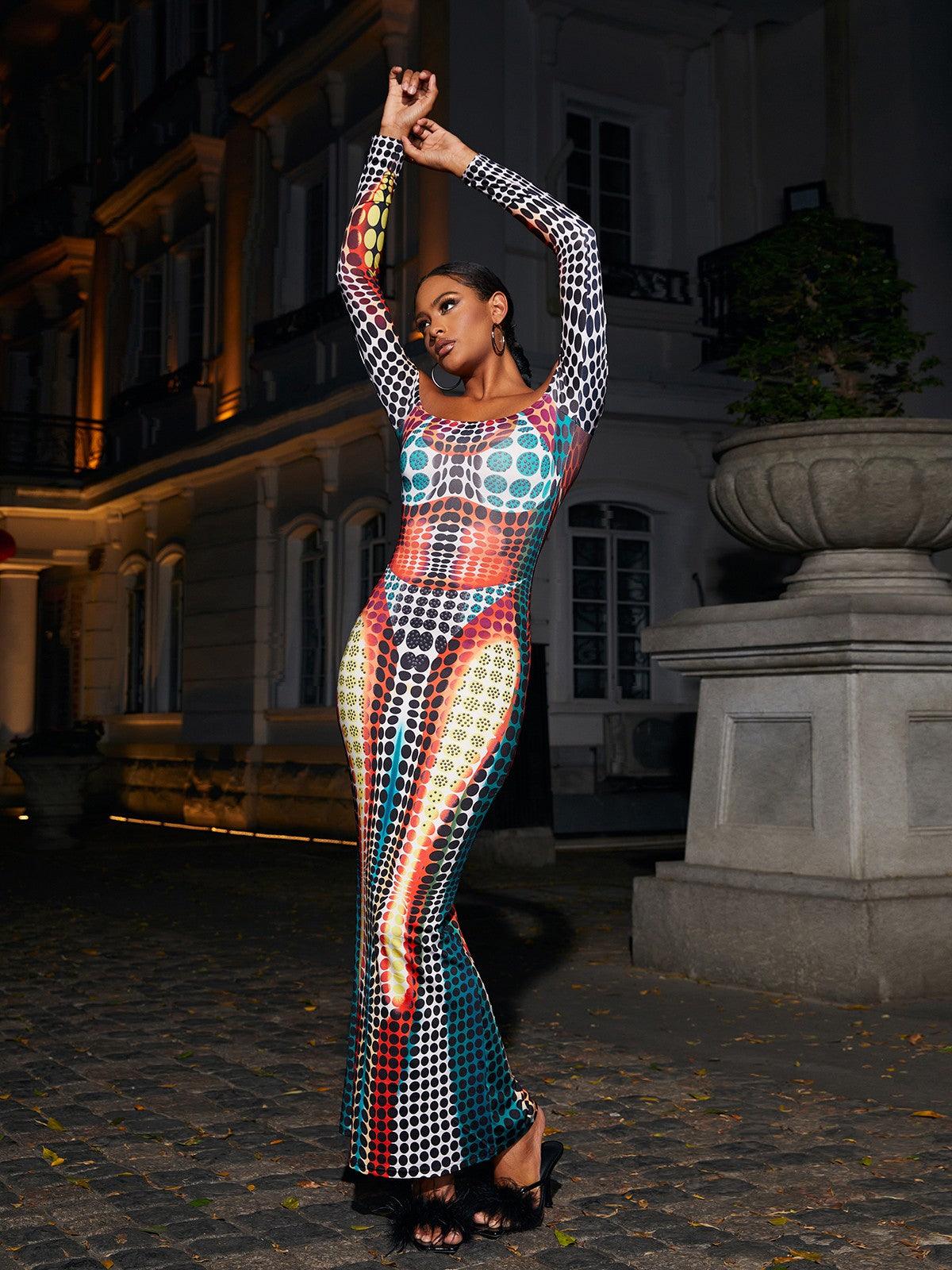 Ishi Off Shoulder Maxi Dress In Multi - Mew Mews Fashion